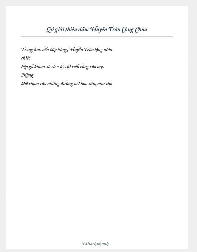 Trích đoạn Huyền Trân Công Chúa