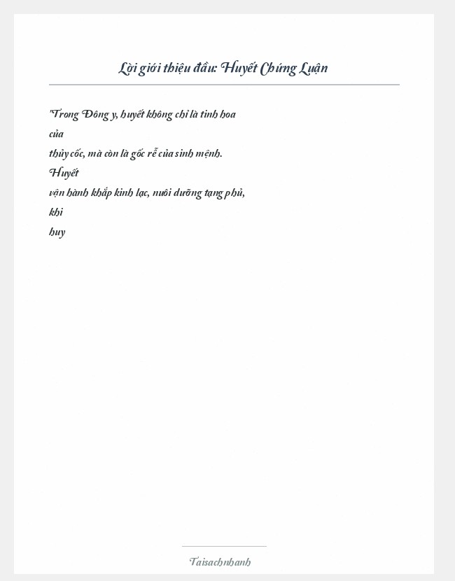 Trích đoạn Huyết Chứng Luận