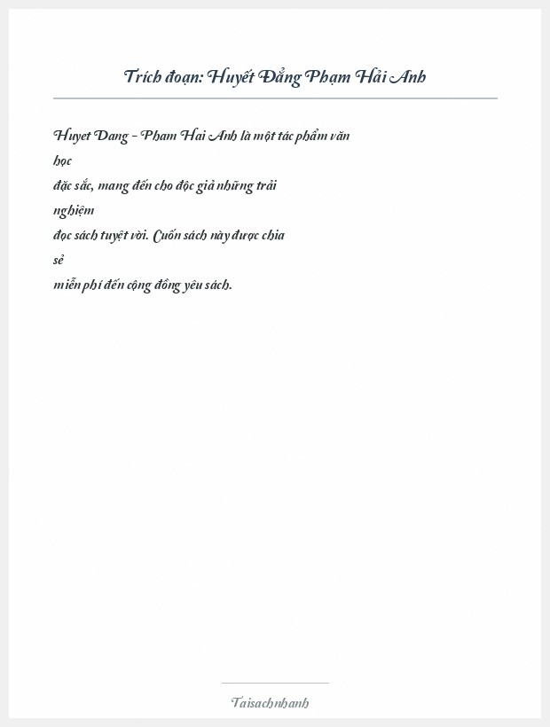 Trích đoạn Huyết Đẳng Phạm Hải Anh