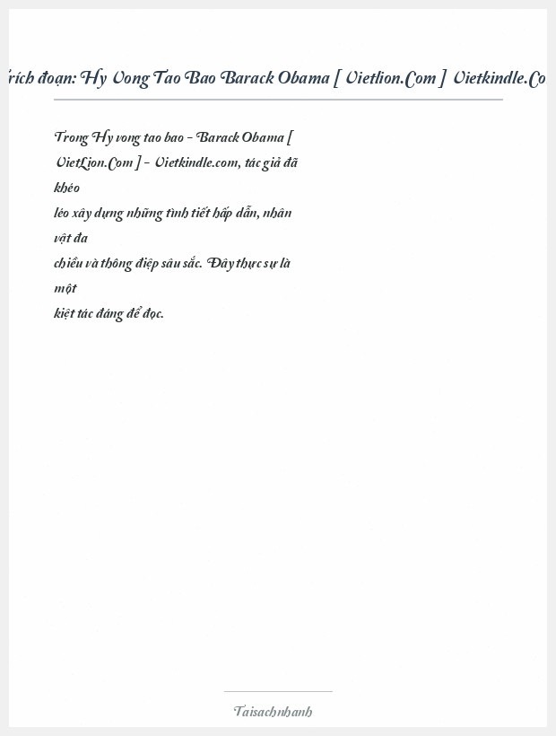 Trích đoạn Hy Vong Tao Bao Barack Obama [ Vietlion.Com ] Vietkindle.Com
