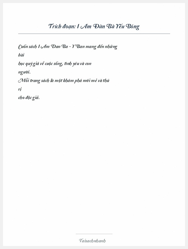 Trích đoạn I Am Đàn Bà Yếu Bóng