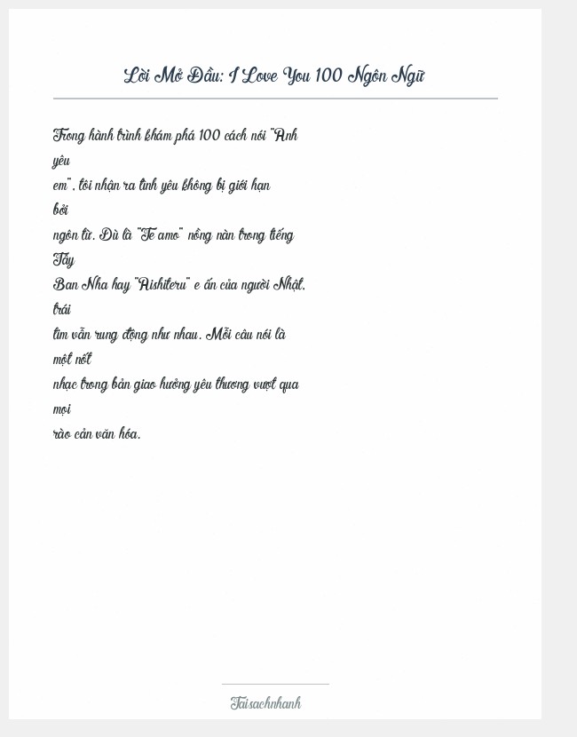 Trích đoạn I Love You 100 Ngôn Ngữ