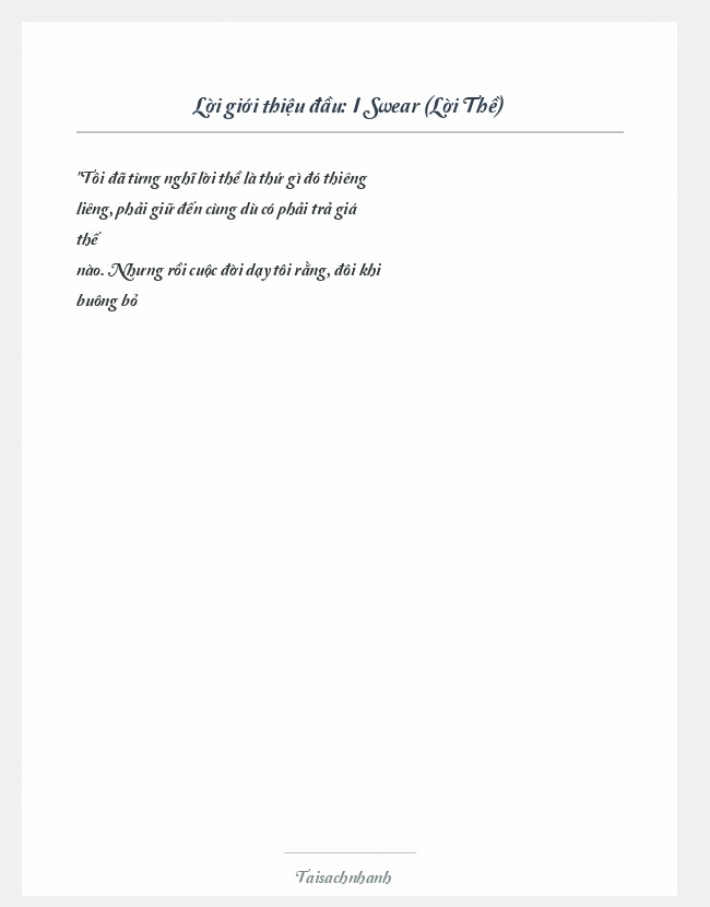 Trích đoạn I Swear (Lời Thề)