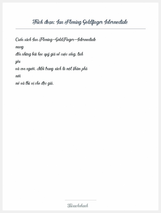 Trích đoạn Ian Fleming Goldfinger Intermediate