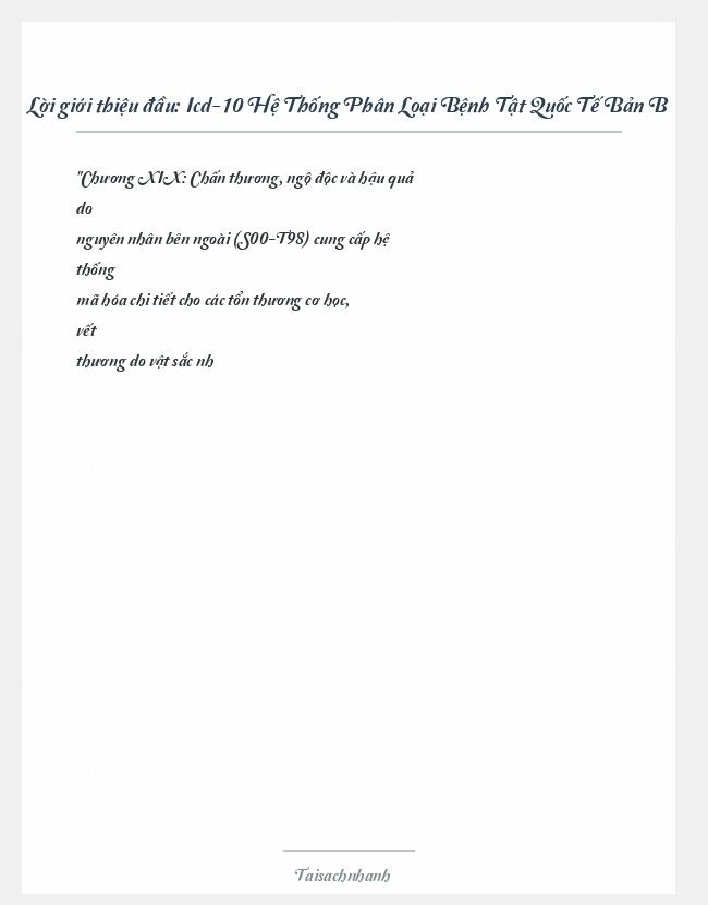 Trích đoạn Icd-10 Hệ Thống Phân Loại Bệnh Tật Quốc Tế Bản B