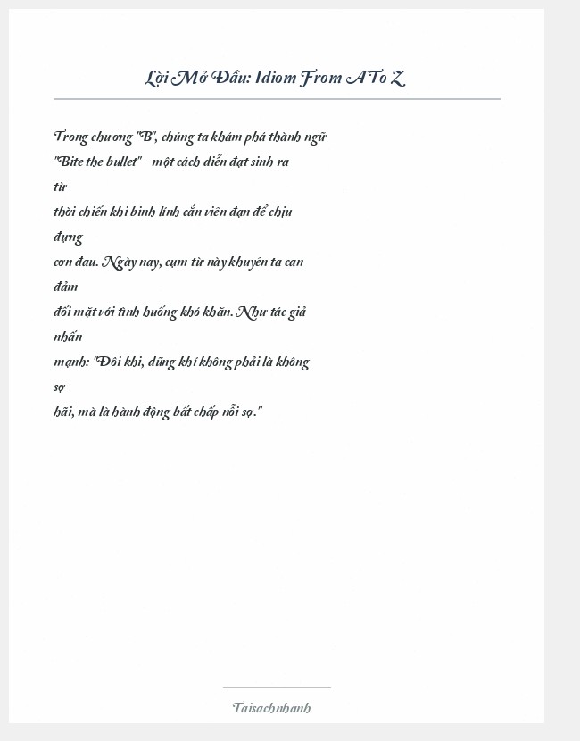 Trích đoạn Idiom From A To Z