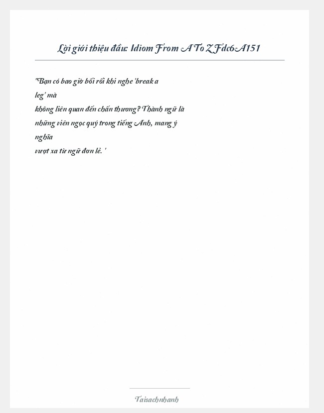 Trích đoạn Idiom From A To Z Fdc6A151