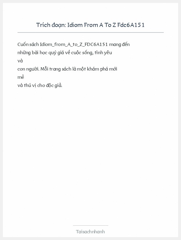 Trích đoạn Idiom From A To Z Fdc6A151