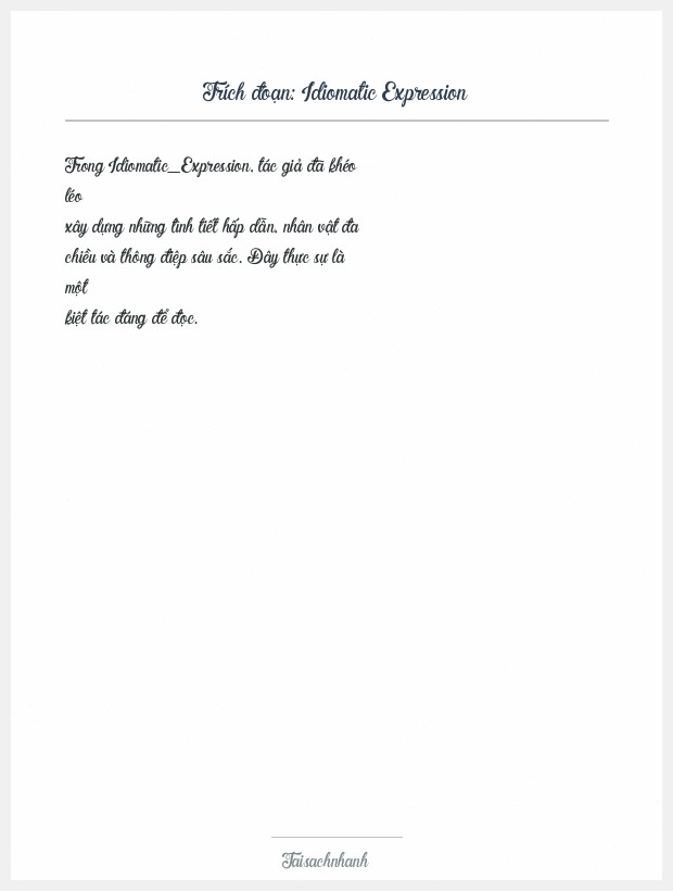 Trích đoạn Idiomatic Expression