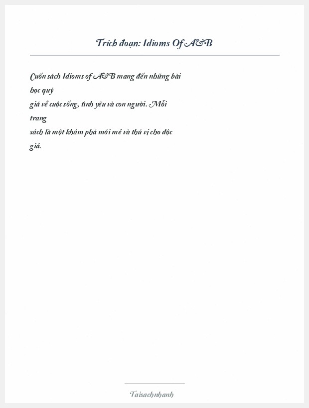 Trích đoạn Idioms Of A&B