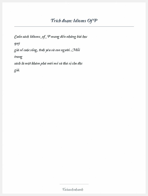 Trích đoạn Idioms Of P