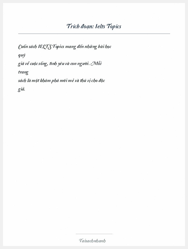 Trích đoạn Ielts Topics
