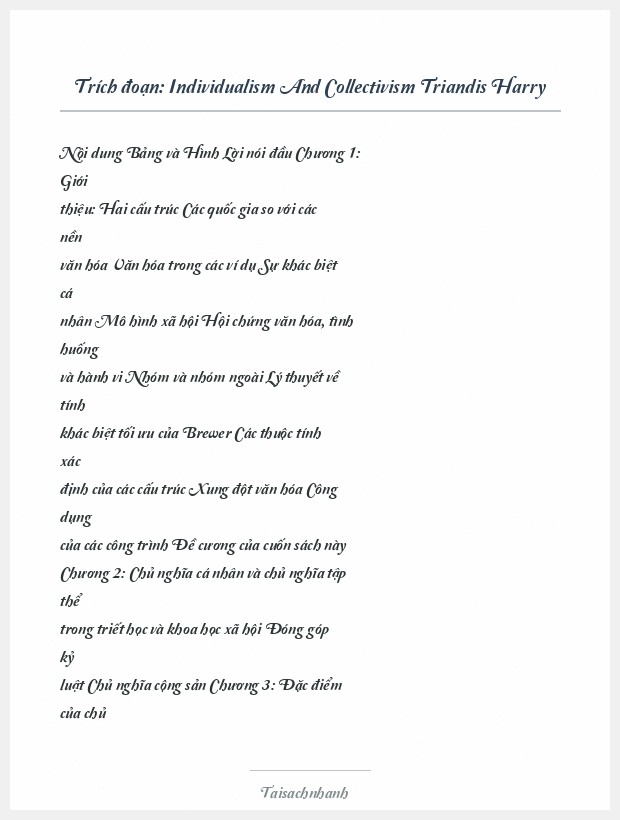 Trích đoạn Individualism And Collectivism Triandis Harry