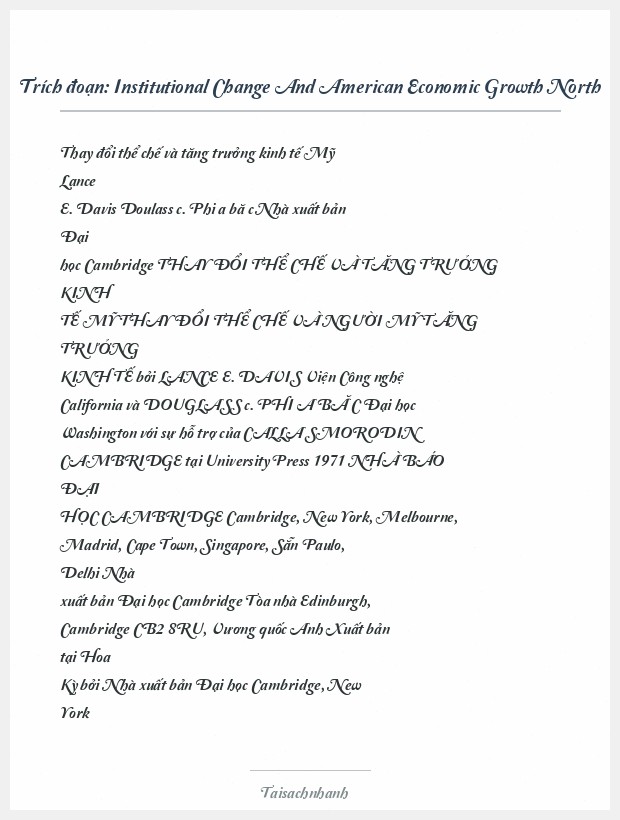 Trích đoạn Institutional Change And American Economic Growth North