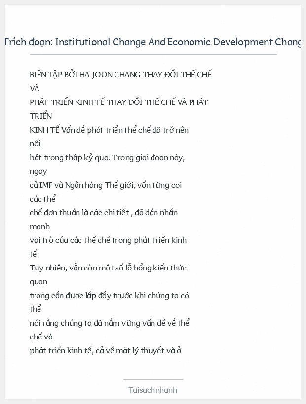 Trích đoạn Institutional Change And Economic Development Chang