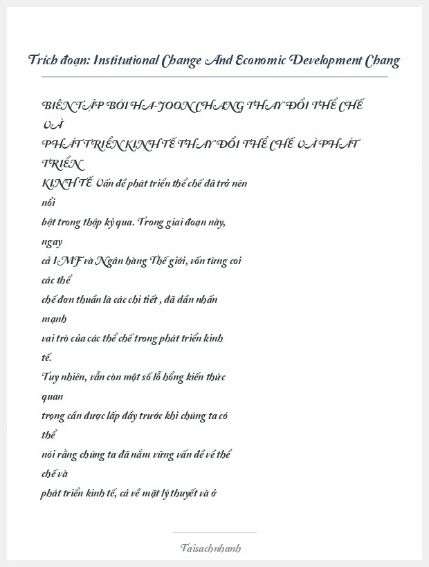 Trích đoạn Institutional Change And Economic Development Chang