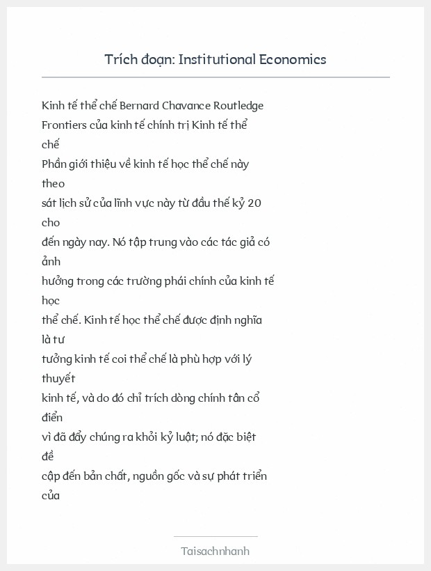 Trích đoạn Institutional Economics