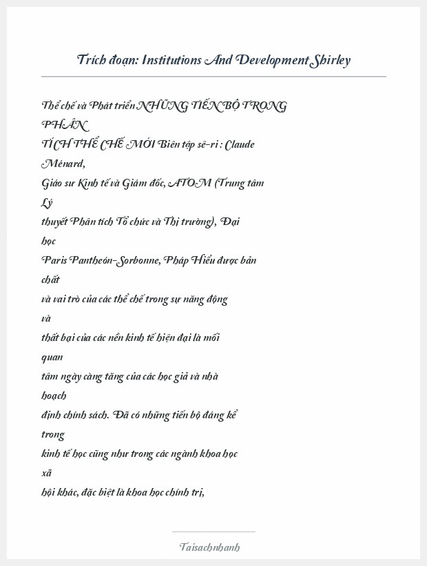 Trích đoạn Institutions And Development Shirley