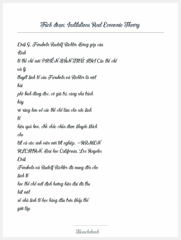 Trích đoạn Institutions And Economic Theory