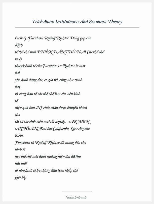 Trích đoạn Institutions And Economic Theory