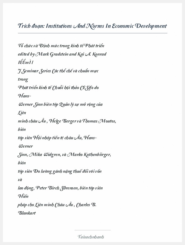 Trích đoạn Institutions And Norms In Economic Development