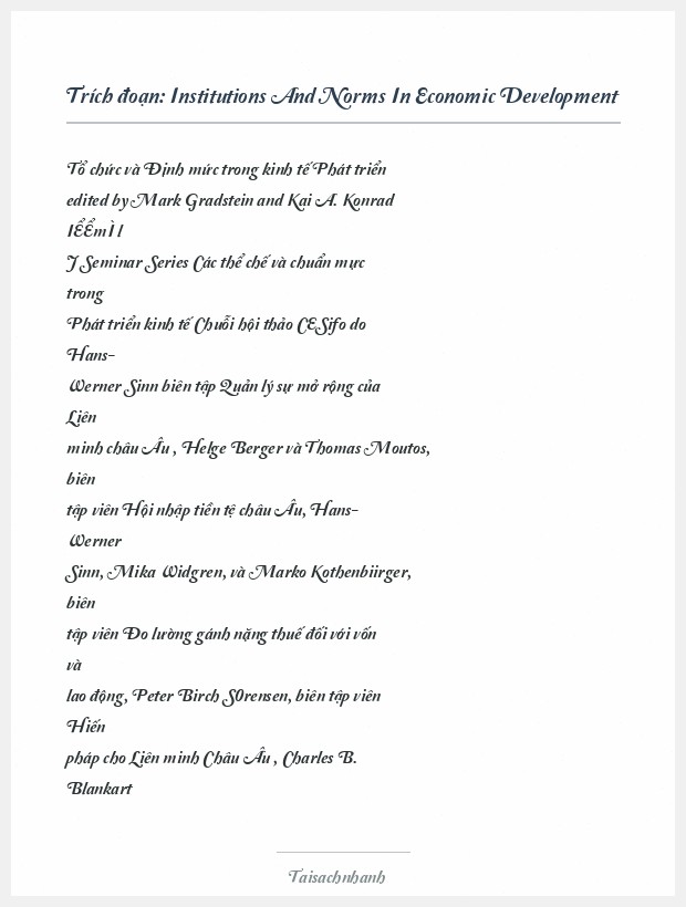 Trích đoạn Institutions And Norms In Economic Development