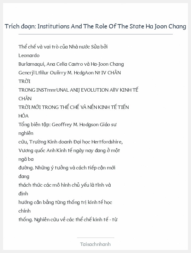 Trích đoạn Institutions And The Role Of The State Ha Joon Chang