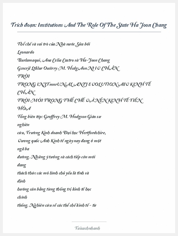 Trích đoạn Institutions And The Role Of The State Ha Joon Chang