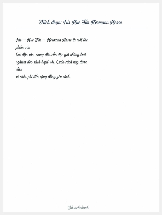 Trích đoạn Iris Hue Tim Hermann Hesse