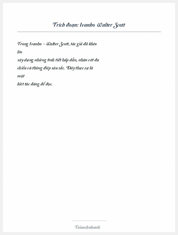 Trích đoạn Ivanho Walter Scott