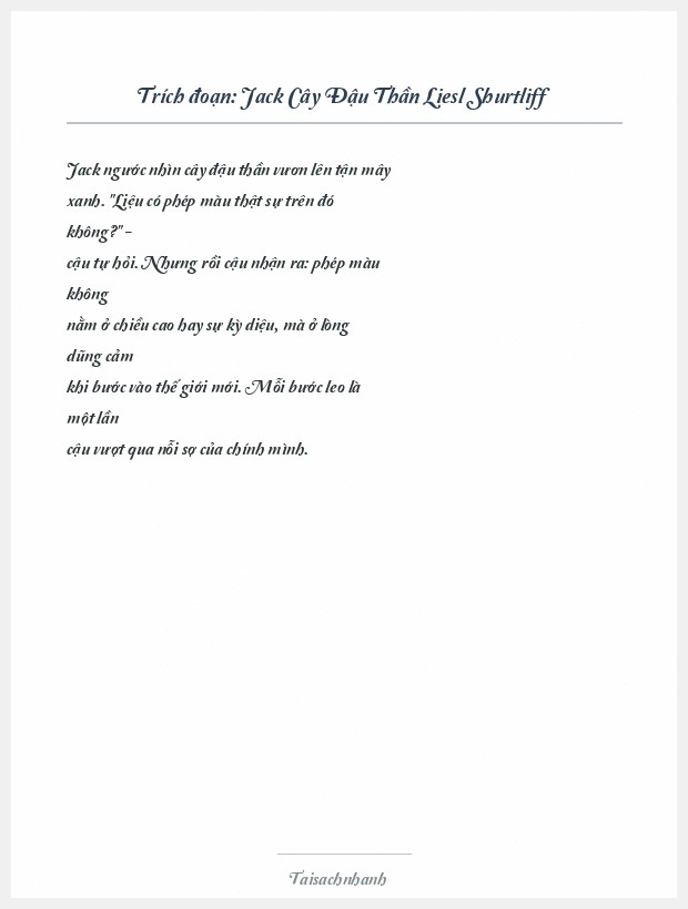 Trích đoạn Jack Cây Đậu Thần Liesl Shurtliff
