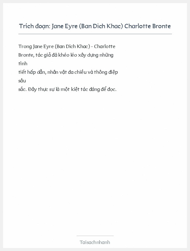 Trích đoạn Jane Eyre (Ban Dich Khac) Charlotte Bronte