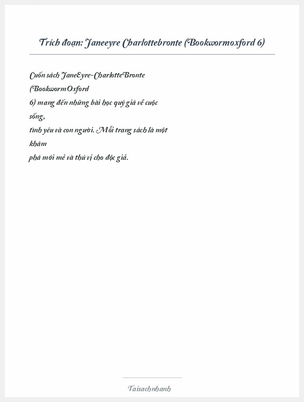 Trích đoạn Janeeyre Charlottebronte (Bookwormoxford 6)