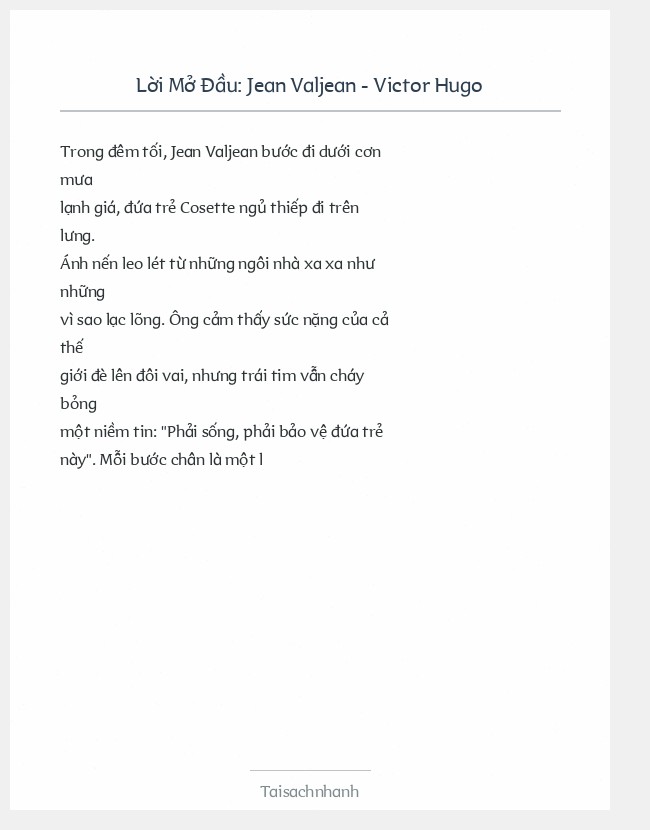 Trích đoạn Jean Valjean - Victor Hugo