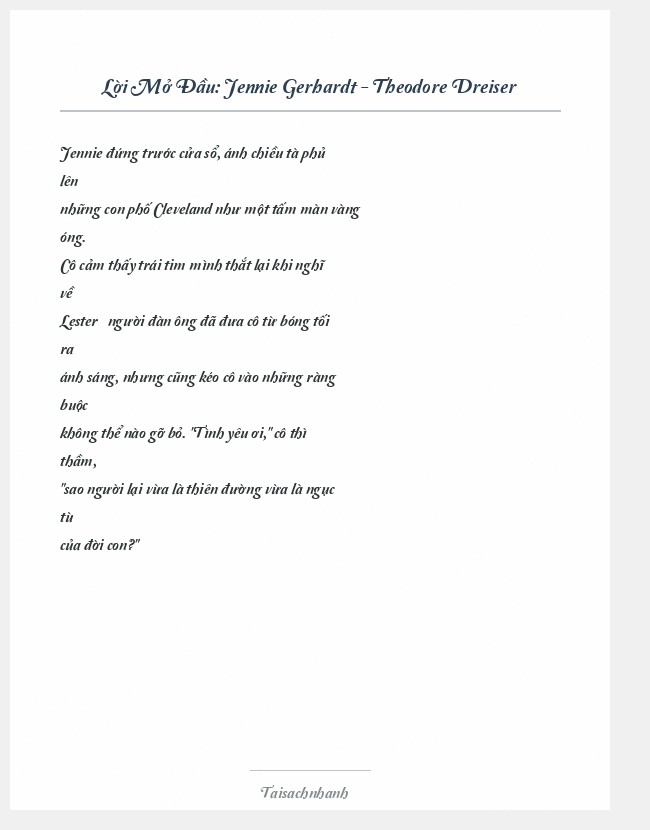Trích đoạn Jennie Gerhardt - Theodore Dreiser