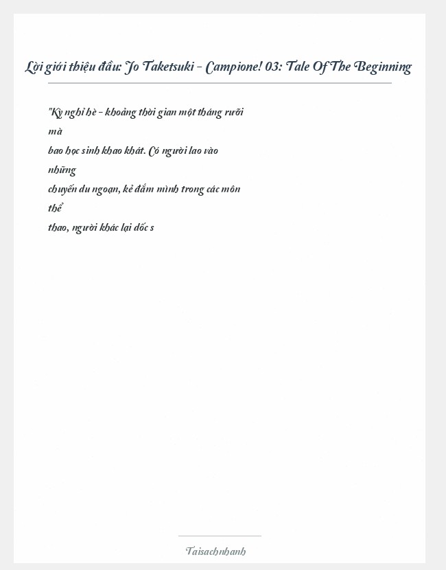 Trích đoạn Jo Taketsuki - Campione! 03: Tale Of The Beginning