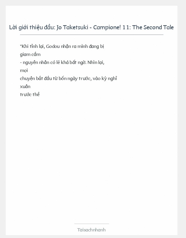 Trích đoạn Jo Taketsuki - Campione! 11: The Second Tale