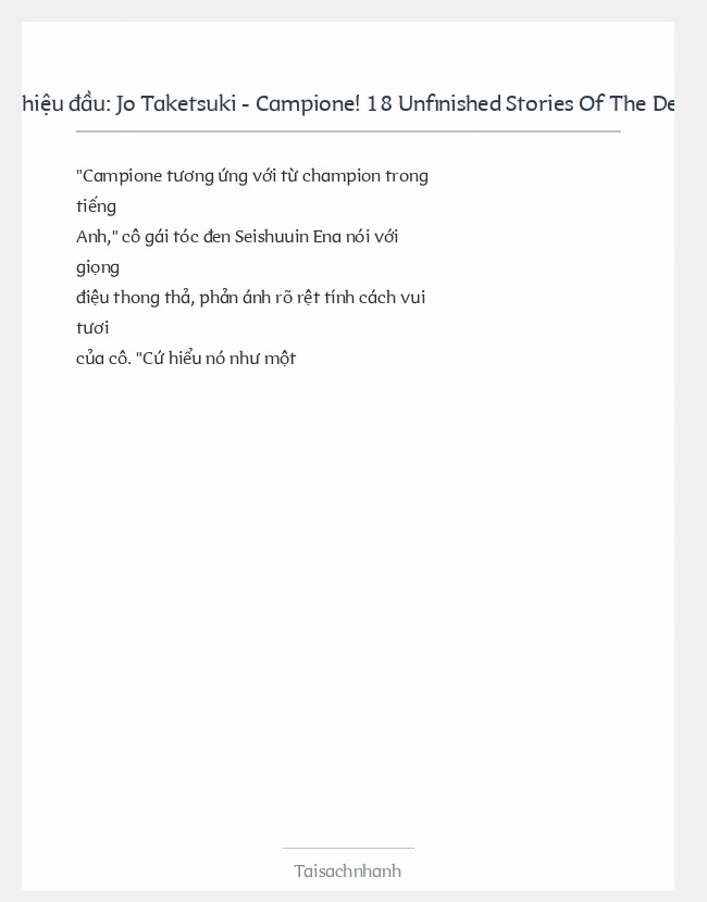 Trích đoạn Jo Taketsuki - Campione! 18 Unfinished Stories Of The Devil Kings