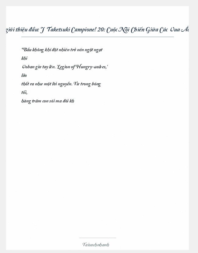 Trích đoạn Jō Taketsuki Campione! 20: Cuộc Nội Chiến Giữa Các Vua Ác Qu