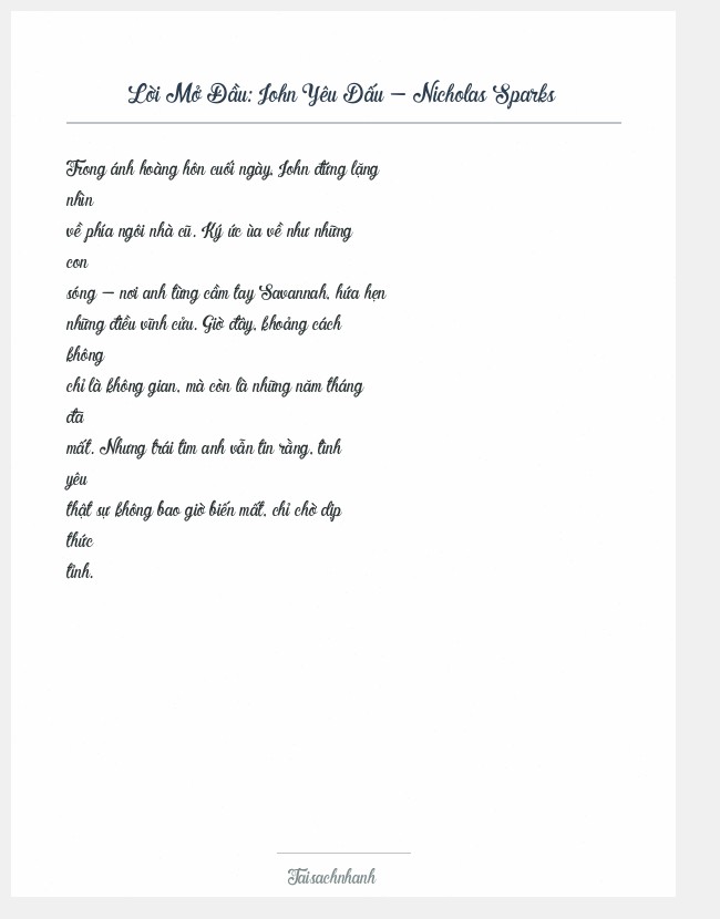 Trích đoạn John Yêu Dấu - Nicholas Sparks