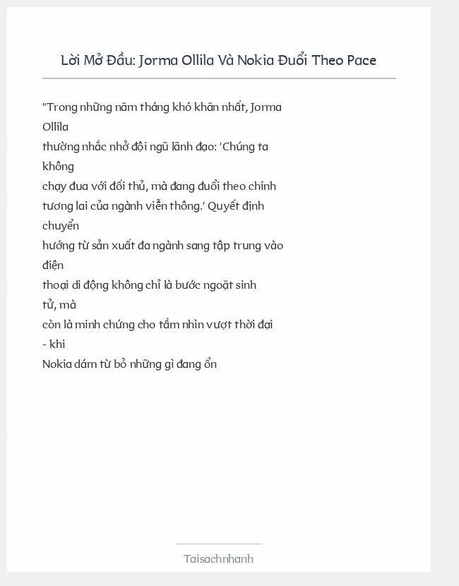 Trích đoạn Jorma Ollila Và Nokia Đuổi Theo Pace