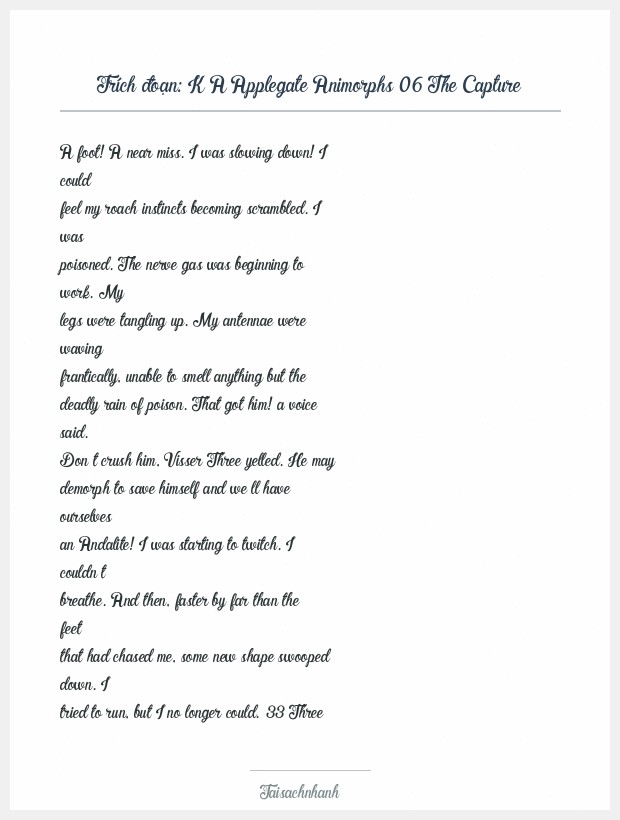 Trích đoạn K A Applegate Animorphs 06 The Capture