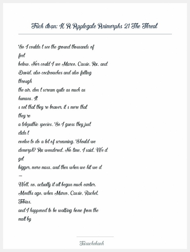 Trích đoạn K A Applegate Animorphs 21 The Threat
