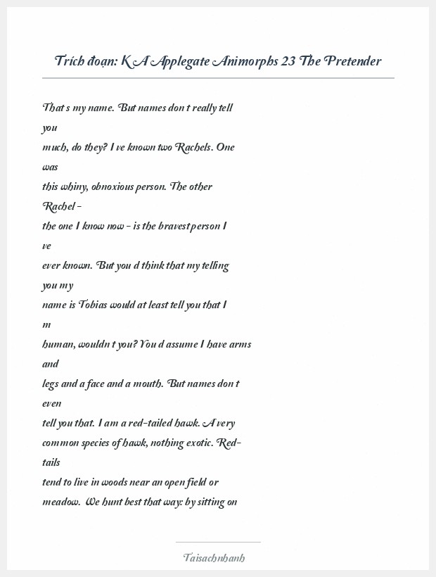 Trích đoạn K A Applegate Animorphs 23 The Pretender