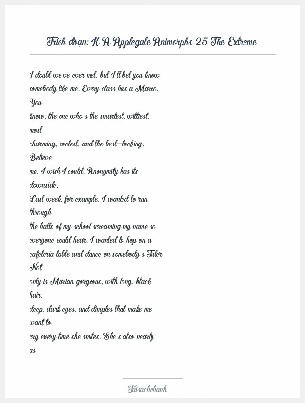 Trích đoạn K A Applegate Animorphs 25 The Extreme