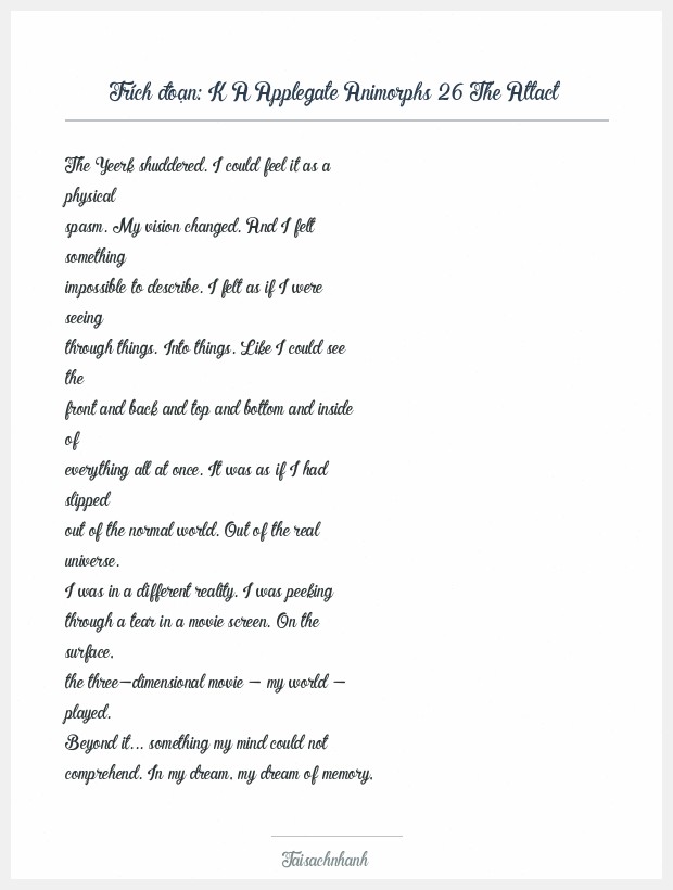 Trích đoạn K A Applegate Animorphs 26 The Attact