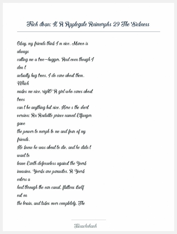 Trích đoạn K A Applegate Animorphs 29 The Sickness