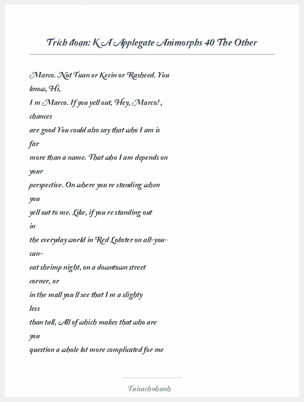 Trích đoạn K A Applegate Animorphs 40 The Other