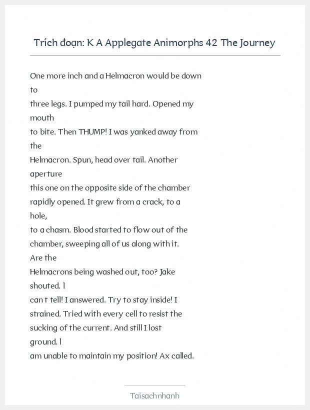 Trích đoạn K A Applegate Animorphs 42 The Journey