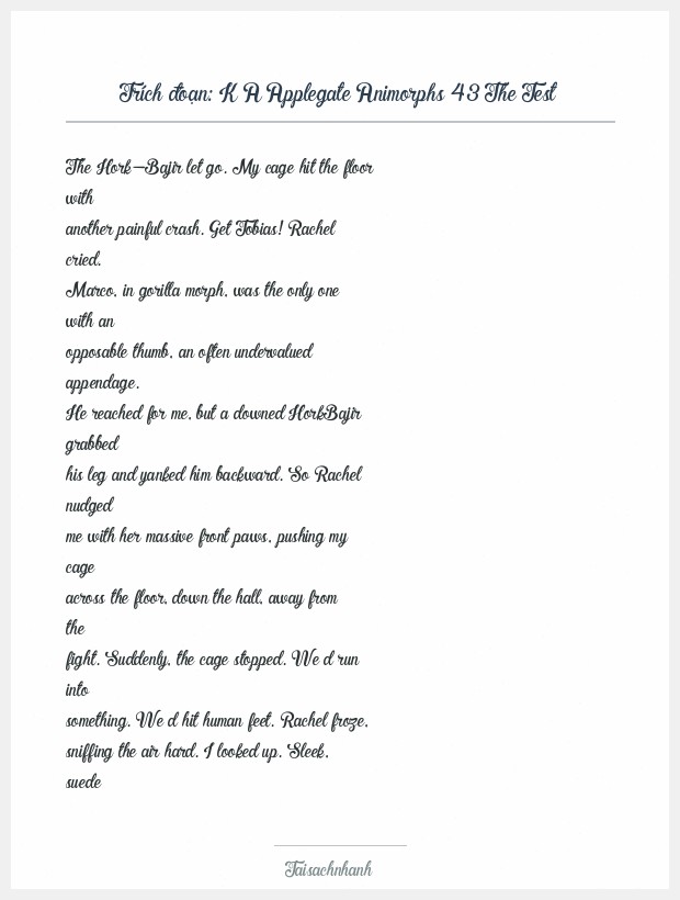 Trích đoạn K A Applegate Animorphs 43 The Test